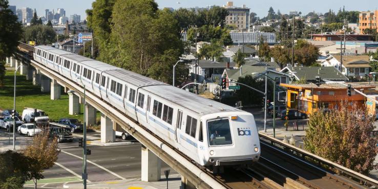 BART train on a viaduct