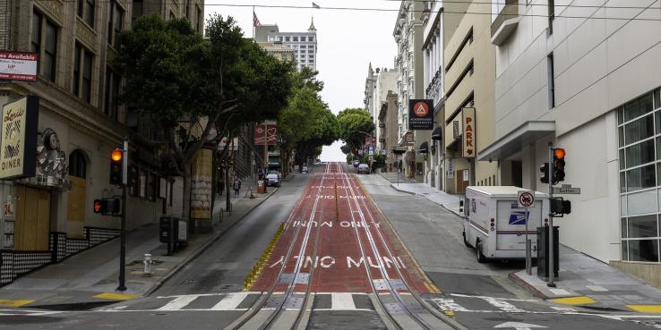 An empty street in downtown San Francisco