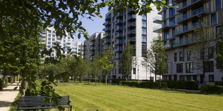 Housing towers in the park