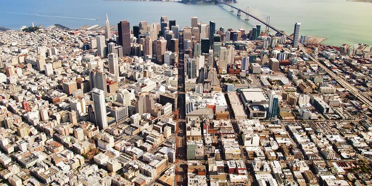 A bird's-eye image of downtown San Francisco