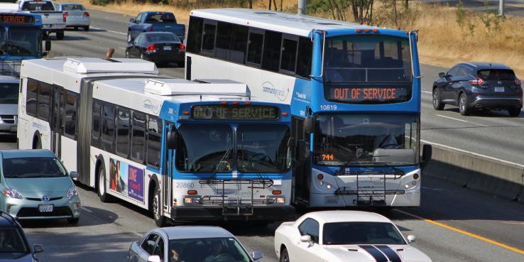 Buses stuck in traffic