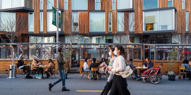 Dining on a closed street