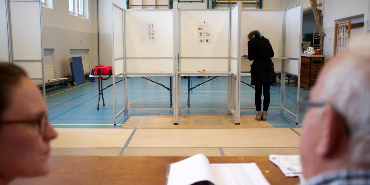 A woman voting