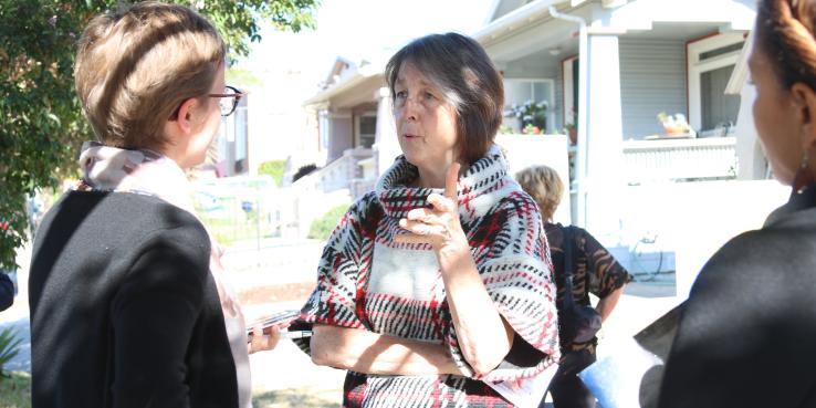 Senator Skinner chats with constituents. 