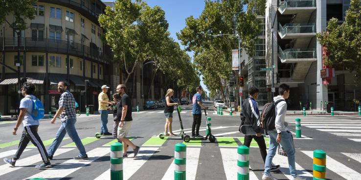 people crossing the street in san jose