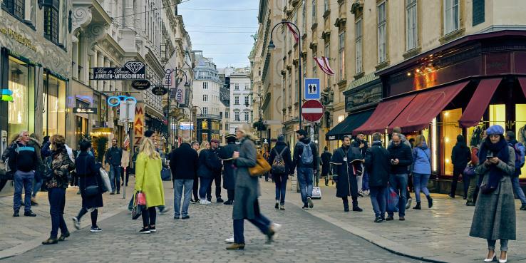 people in street in vienna austria