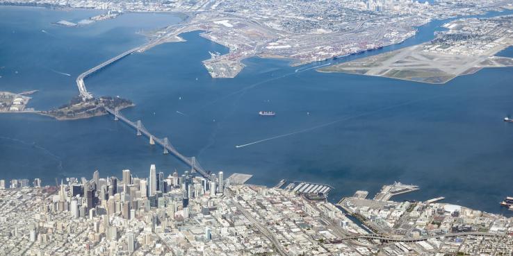 aireal photo of sf and oakland