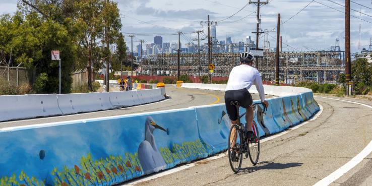 Cyclist on Hunters Point Boulevard, San Francisco