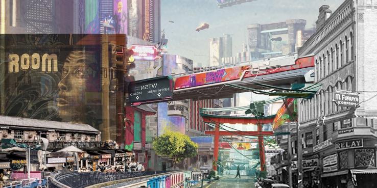 futuristic view of San Francisco's Japantown.