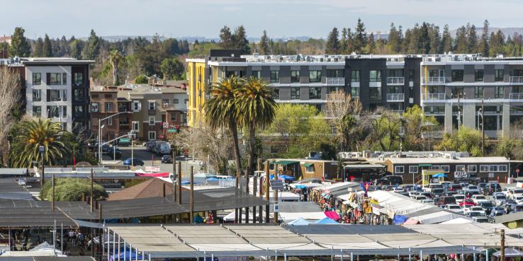 Aerial view of San Jose flea market