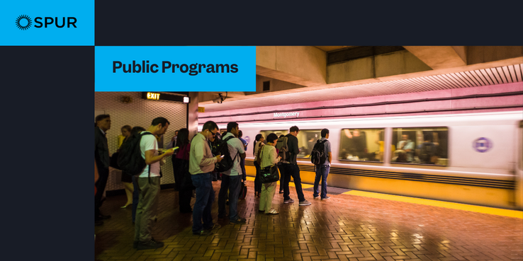 Transit riders wait to board a BART train at Montgomery station in San Francisco, California.