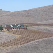 A house in the middle of a dry field