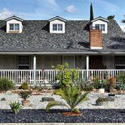 A house with water-sustainable landscaping
