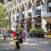 People dining in the street