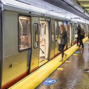 Muni metro stopped at Montgomery station