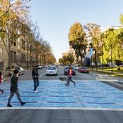 A busy crosswalk connecting SJSU and downtown San José