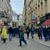 people in street in vienna austria
