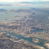 Aerial view of Bay Area, Oakland central 