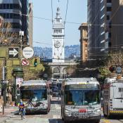 Market Street in San Francisco, Ferry Building visible