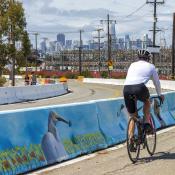 Cyclist on Hunters Point Boulevard, San Francisco