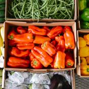 Fresh produce in boxes