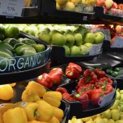 Organic produce in a grocery store