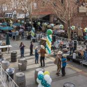 San Pedro Square, San Jose - live performance on stage with people dancing 