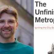 An image of the author and the book title