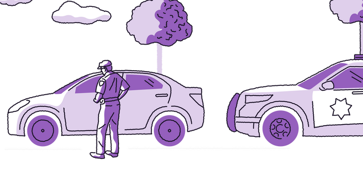 Illustration of a police traffic stop