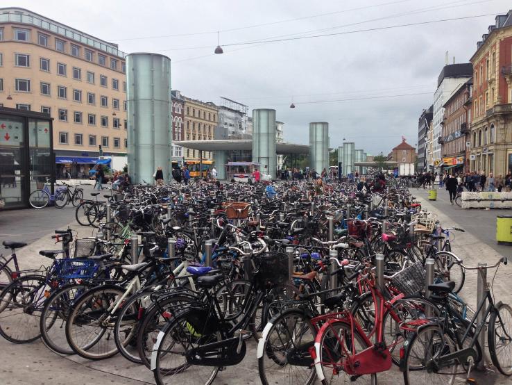 A sea of bikes parked at Copenhagen’s Nørreport Station. 