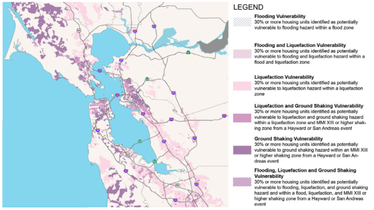 map of Fragile Housing in Flood, Liquefaction and High-Shaking Areas