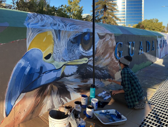“Flow of Life” mural by Roan Victor. Photo by Guadalupe River Park Conservancy.