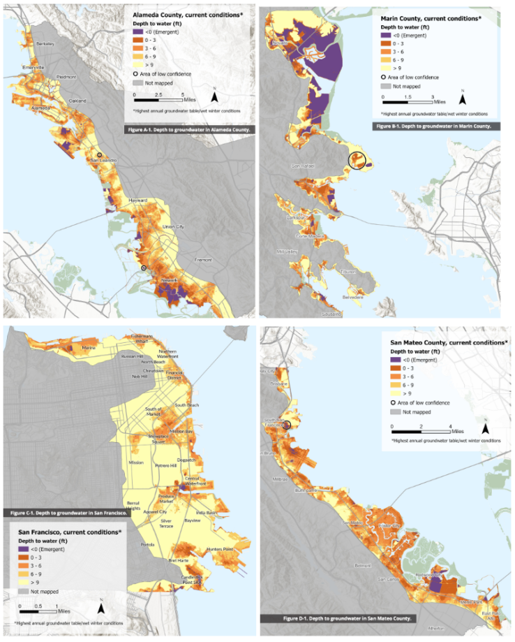 Under wet winter conditions, Alameda, Marin, San Francisco, and San Mateo counties face groundwater rise challenges.