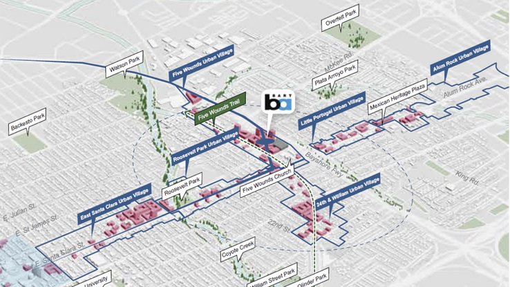 The City of San Jose has approved six urban villages within one-fifth of a mile of the 28th Street Little Portugal BART station. 