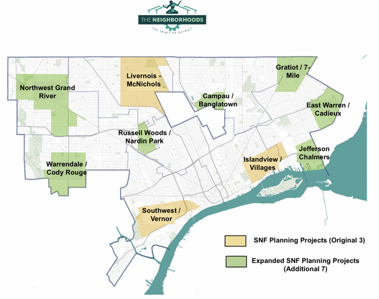 Philanthropic leaders and city leaders have infused 10 Detroit neighborhoods with investments to support housing development and businesses