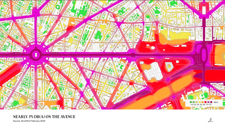 Mapping decibels of sound on Champs-Élysées