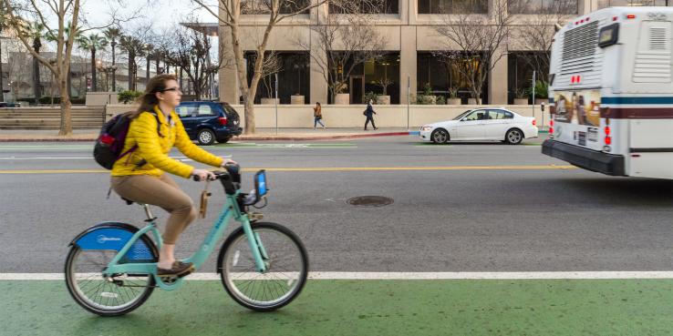 biking on the bike lane in san jose