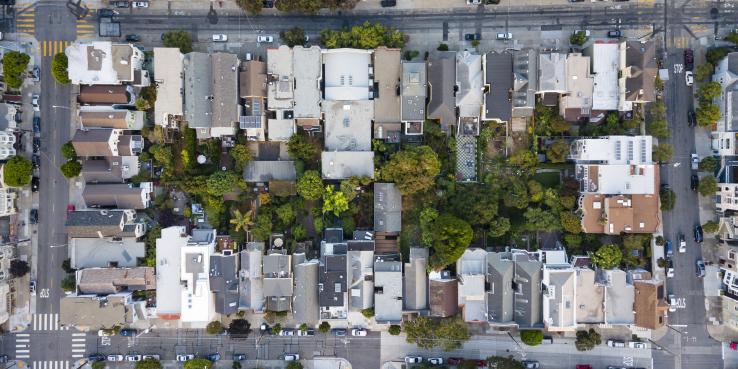 overhead view of housing in eureka valley, san francisco