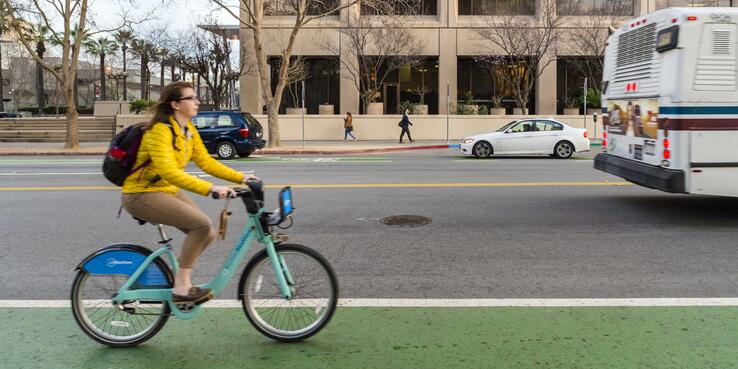 biking on the bike lane in san jose