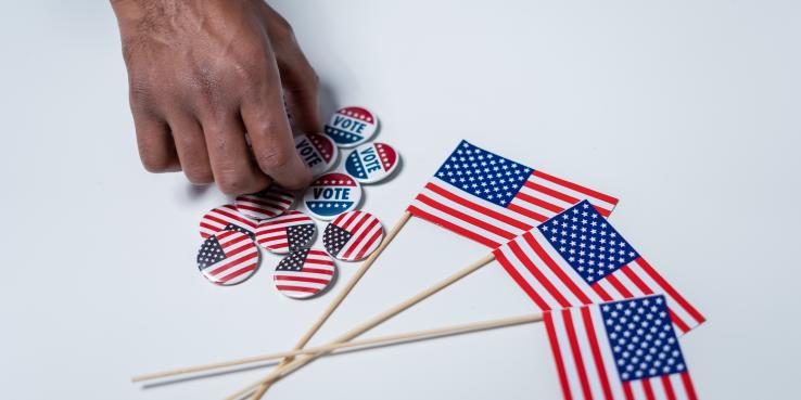 voting buttons and flag