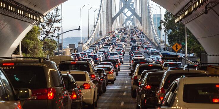 photo of bumper to bumper traffic on the Bay Bridge