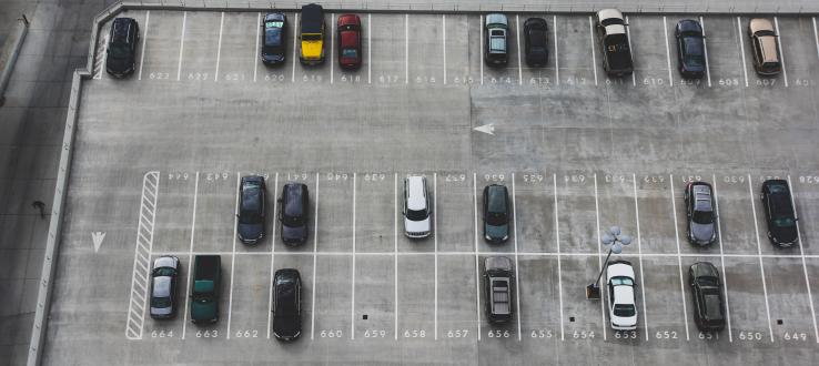 photo of a mostly empty parking lot