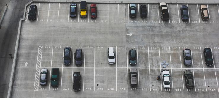 photo of a mostly empty parking lot