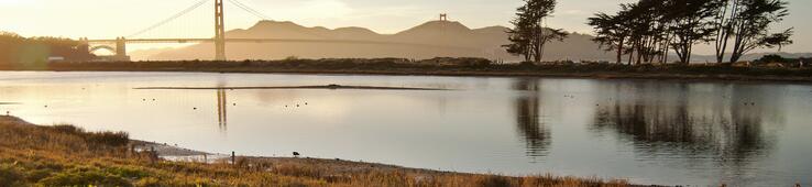 photo of estuary at Crissy Field at sunset