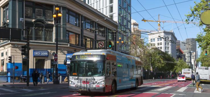 Muni bus on Market Street in San Francisco