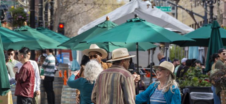 People at San Pedro Square in San Jose