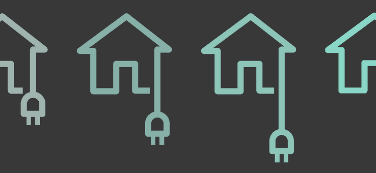 Illustration of houses plugging into electricity