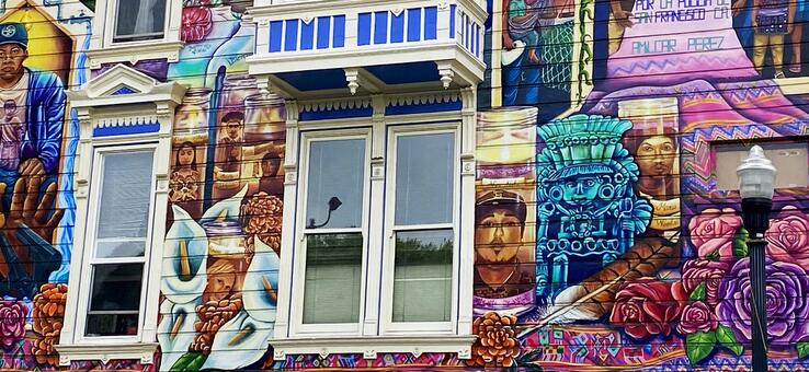 Mural painted on the headquarters of the Calle 24 Latino Cultural District