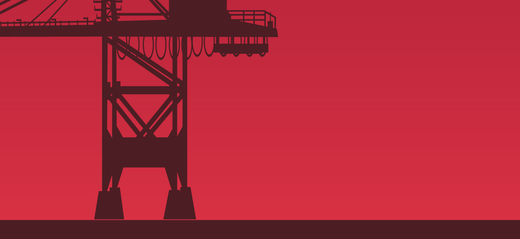 Illustration of a crane stacking cargo containers that say "sound fiscal policy," "structural change" and "economic growth"