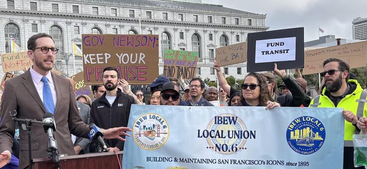 Transit funding rally at San Francisco City Hall